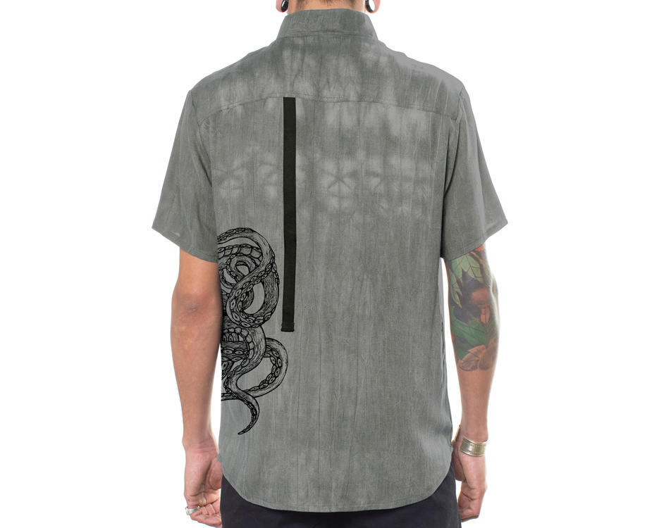 men buttoned shirt with a octopus print